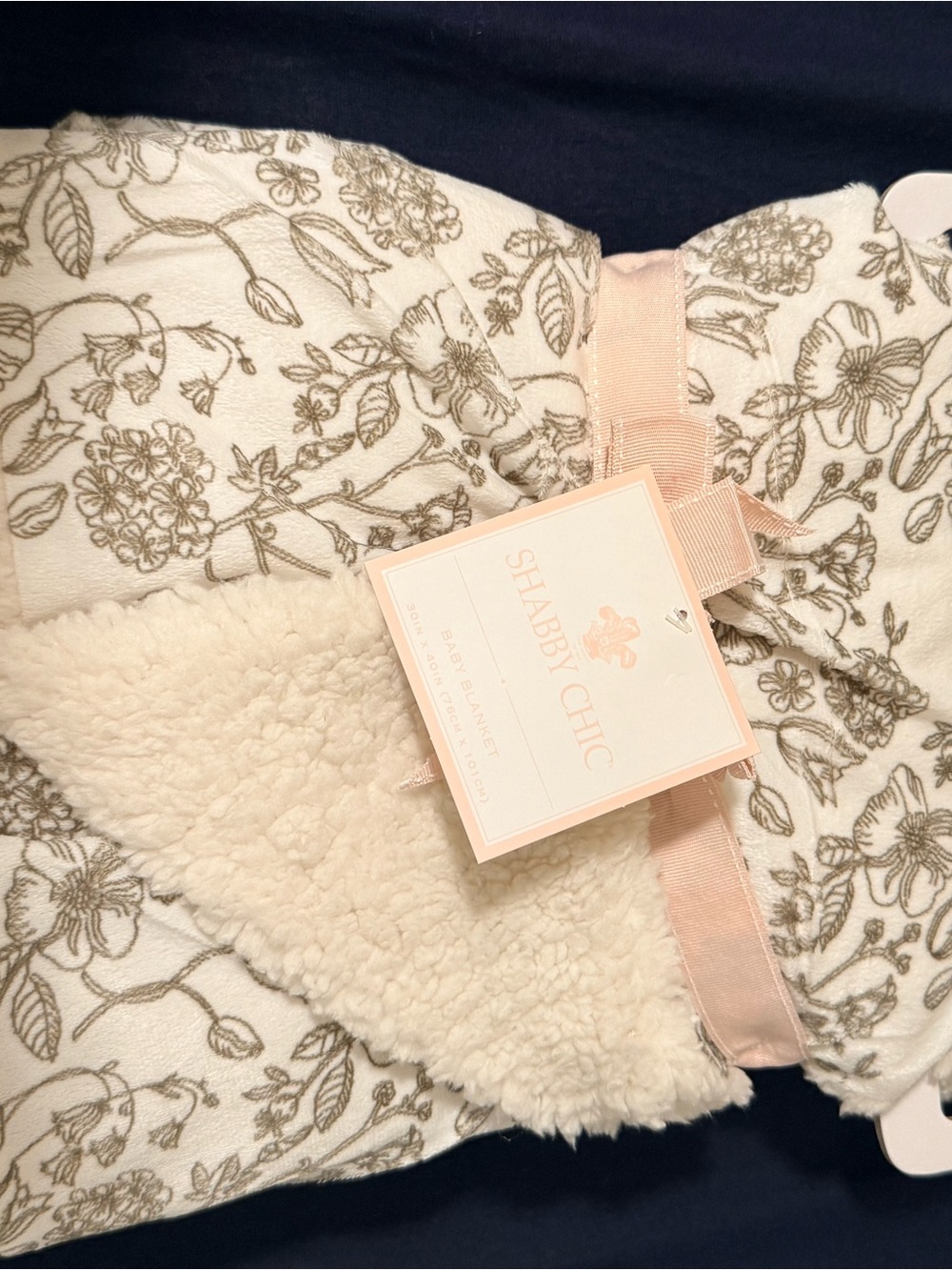 RARE VTG Shabby Chic Floral Sherpa Baby Blanket Coquette Cottagecore Collectors